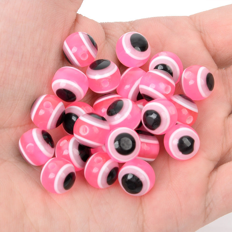 Venta al por mayor 6/8/10MM cuentas resina resina Devil Eye Beads OLY-BDS-HT004